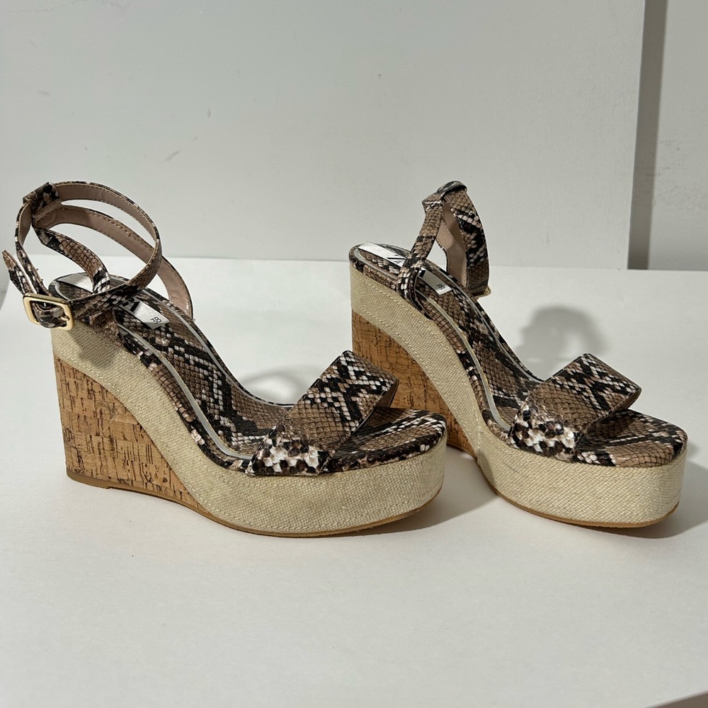 Zara Snake Print Espadrille Wedge